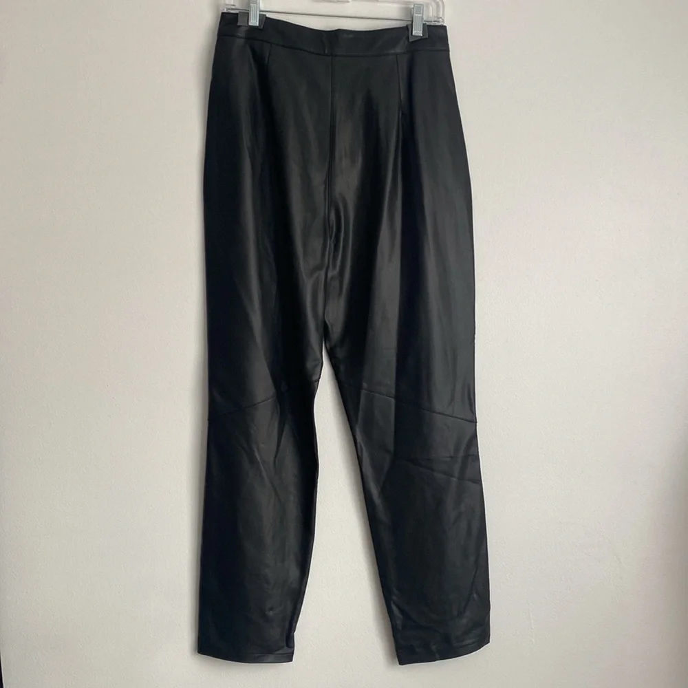 Topshop Black Faux Leather High Waisted Pants Size 8 - Picture 6 of 8
